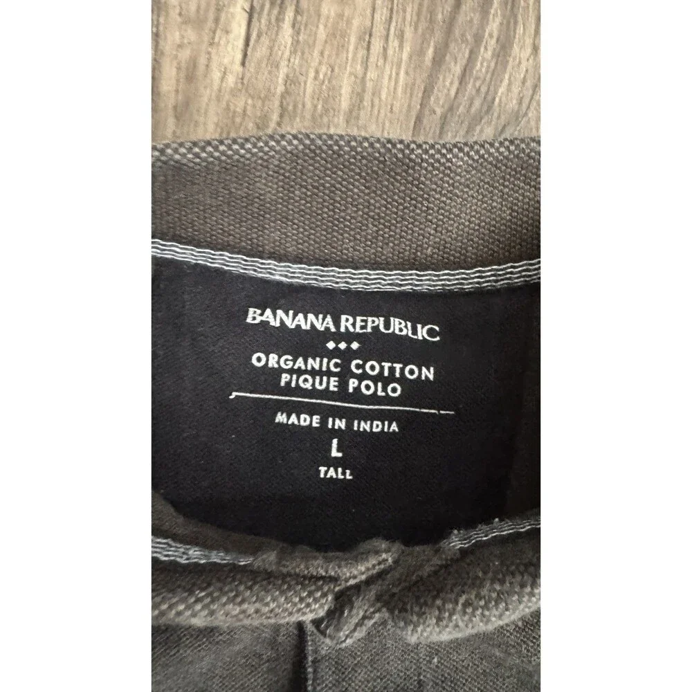 Banana Republic Mens size LT Brown Organic Cotton Mammoth Logo Pique Polo Shirt